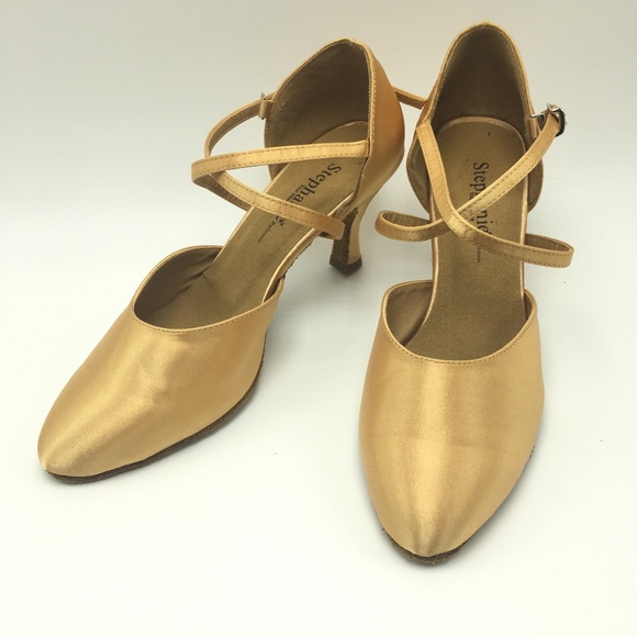 stephanie Ballroom Shoes - Stephanie closed toe tan gold ballroom shoe new 5M